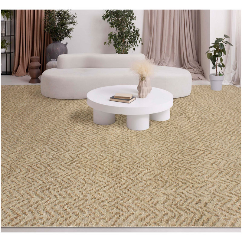 Hand Knotted Wool Area Rug in Beige, Rectangle 6' x 9'