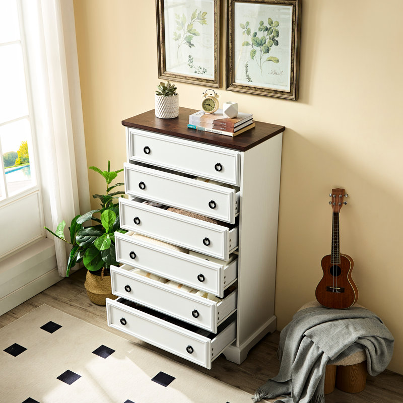 Commode de chambre blanche à 6 tiroirs - commode spacieuse, facile à installer et facile à installer
