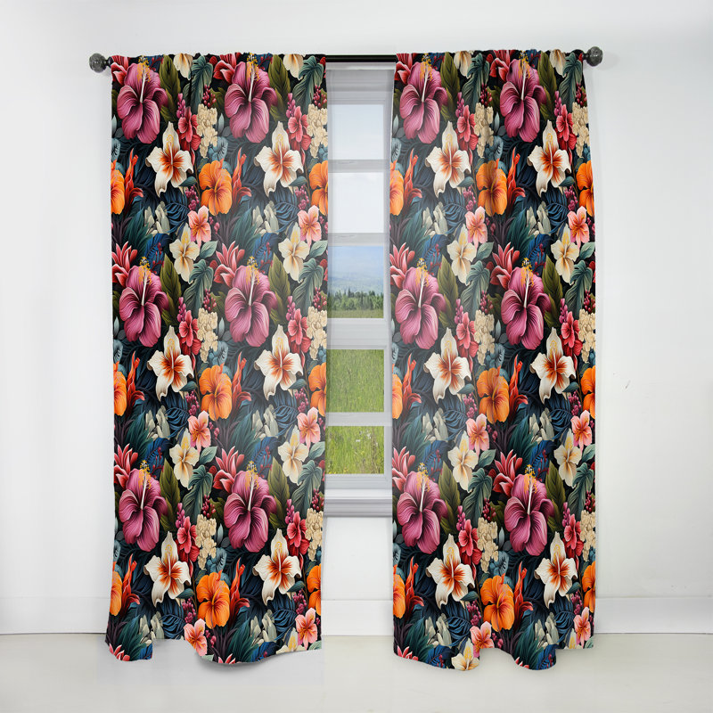 Jungle Splendor - motif tropical IV - Rideau tropical - Velours obscurcissant - 1 panneau, L 52 po x L 108 po