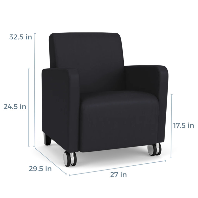 Fauteuil d'invité de réception Ravenna, Bois noir, Noir Patriot Plus, Avec des roulettes