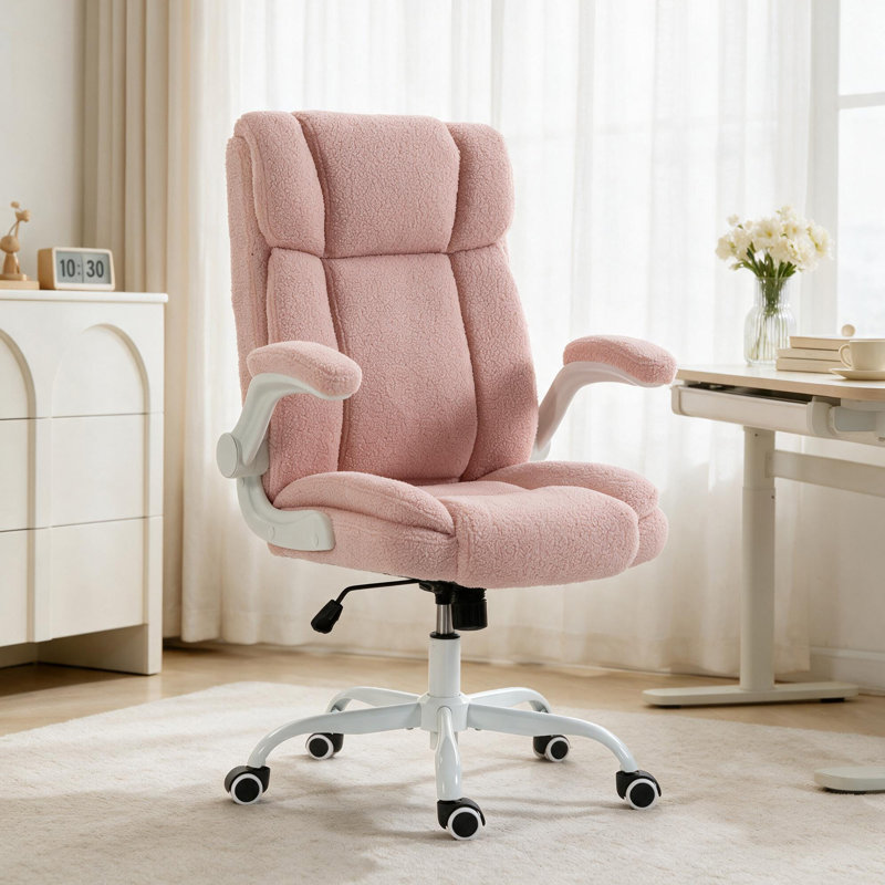 Kroen High Back Ergonomic Executive Office Chair with Flip-up Armrests (Pink), Pink