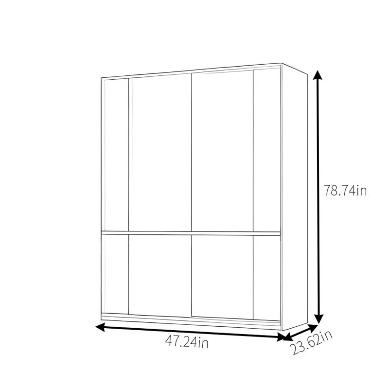 Garde-robe simple à pousser et tirer rétro, H 78,74 po x l 47,24 po x P 23,62 po