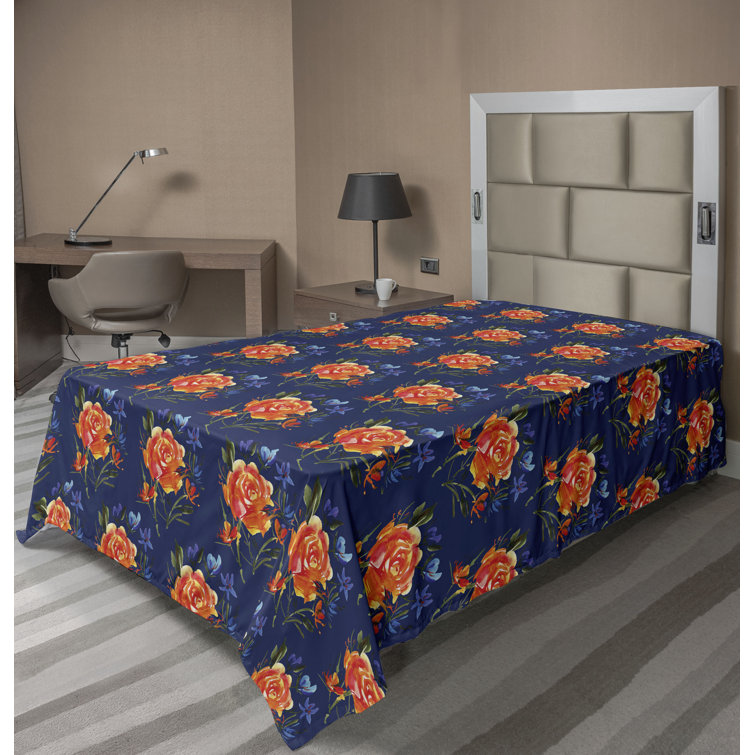 Drap plat à motif floral bohème Ambesonne