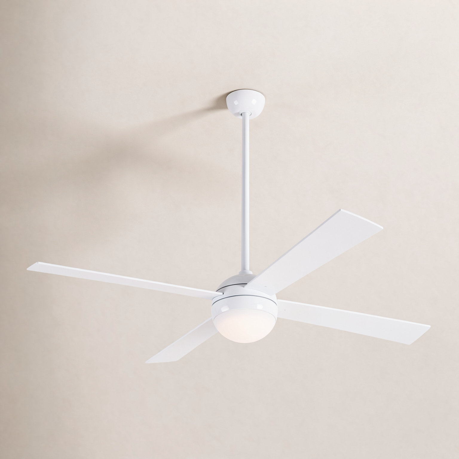 52'' Ceiling Fan with LED Lights, Gloss White, White, Wall Control with Remote Handset (2-wire)