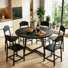 Ensemble de salle à manger industriel rond 7 pièces, table de cuisine ronde en bois de 42,1 pouces avec base en métal en forme de X et 6 chaises de salle à manger robustes