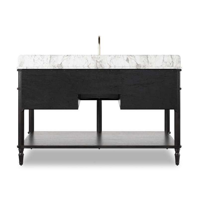 Toulouse Single Wide Vanity-Satin Black Veneer, Satin Black Veneer