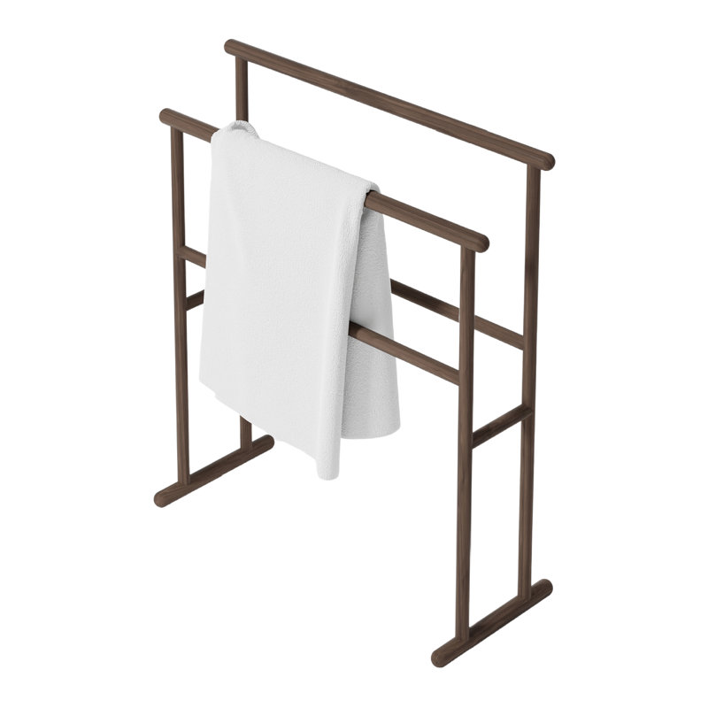 Yoku Floor Mounted Towel Stand, Dark Walnut