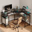 Bureau d'ordinateur en L avec prises de courant et lumières RVB Lameen, bureau d'angle avec tablette pour moniteur-1988726892-2008914180