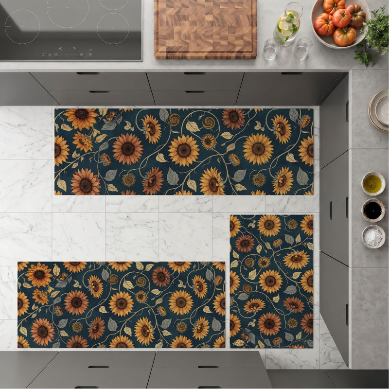 Tapis de cuisine tournesol antidérapant lavable