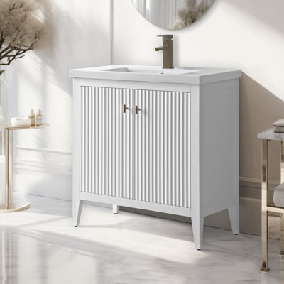 Meuble-lavabo simple pour la salle de bain avec plateau en céramique
