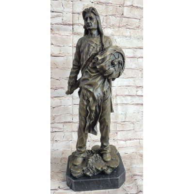 Zillah Indian Chief With Shield  Gun Full Headdress Native American Bronze Statue 22 Inches