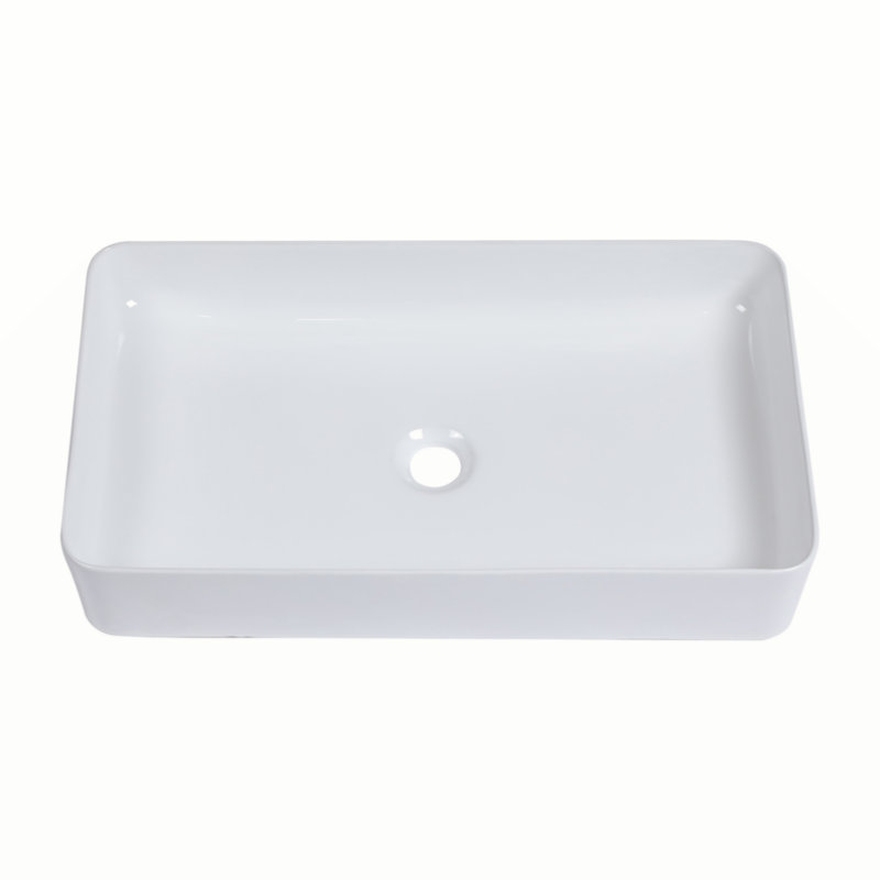 24"X13.5" Ceramic Rectangular Vessel Bathroom Sink, White