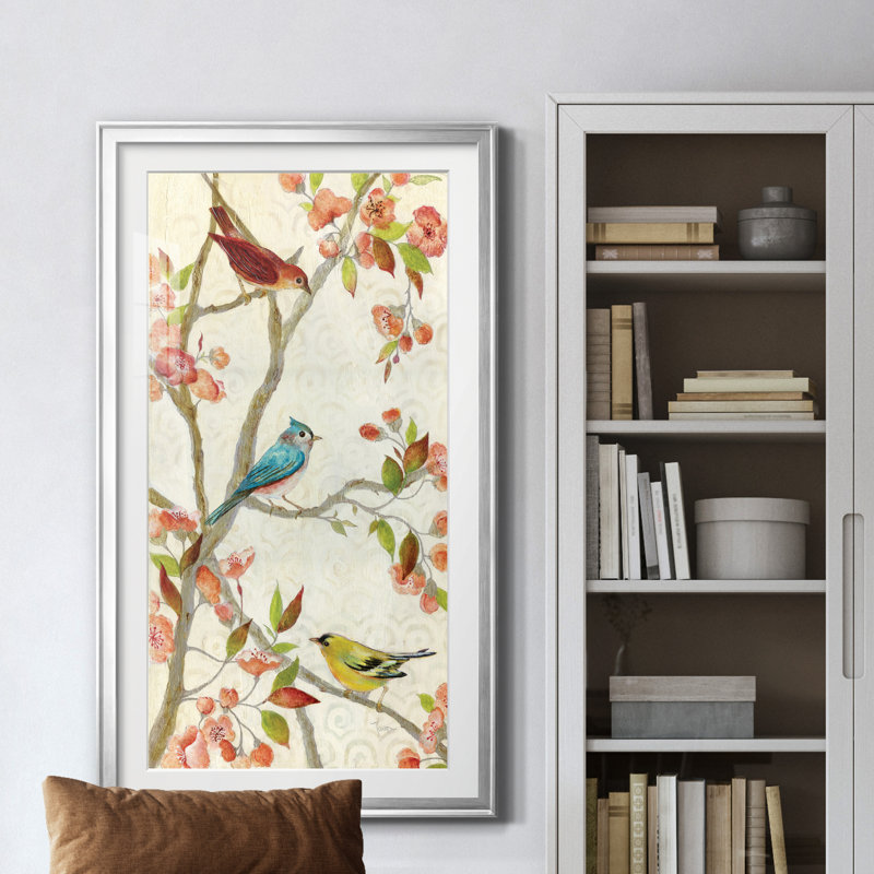 Chanson du printemps - peinture encadrée, Argent, H 14,5 po x l 26,5 po x P 1,5 po