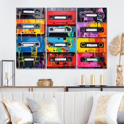 Cassette Tapes Retro Rhythms II - Music, reproduction d'art sur métal