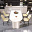 Ensemble de salle à manger 4 personnes en MDF beige chaud avec chaises en polyuréthane, style moderne médiéval pour la cuisine