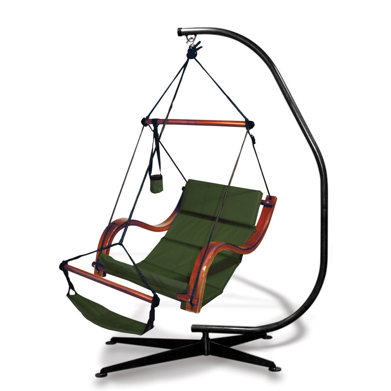 Chaise hamac en polyester avec support Cisneros, Vert forêt