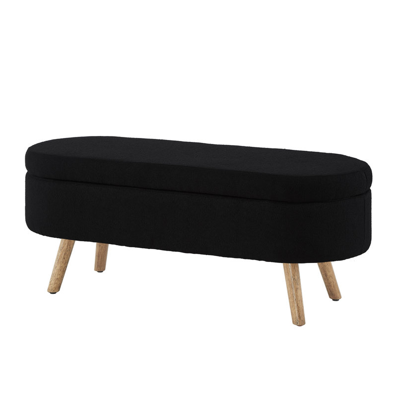 Banc de rangement ovale rembourré, Noir