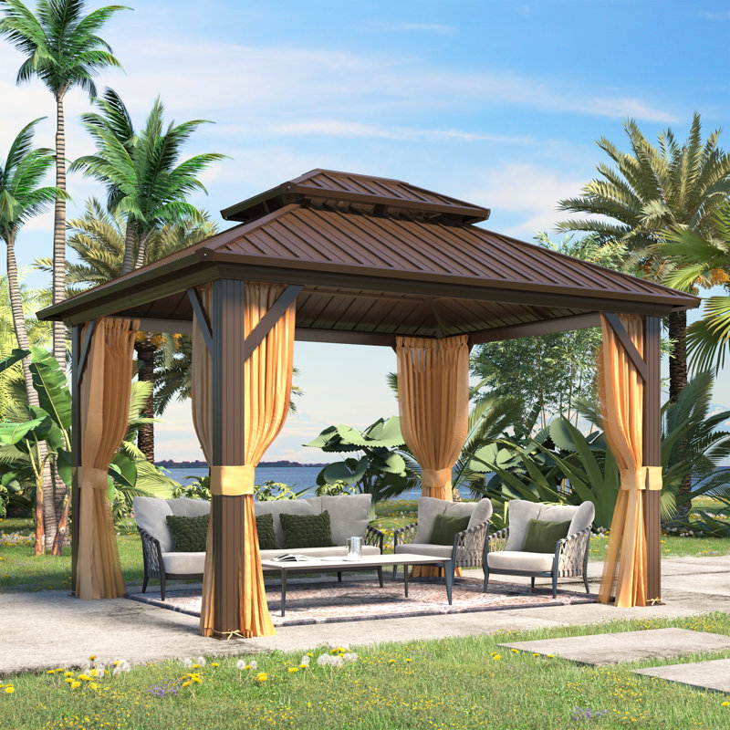 Abri de jardin pour patio en métal en aluminium mesurant l 16 pi x P 12 pi