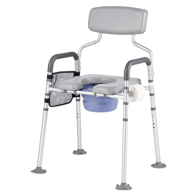 Bedside Commode Chair 4-in-1 Raised Toilet Seat 500 lbs Adjustable Height