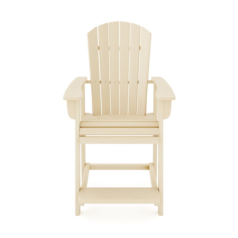 Chaise de comptoir St. - Bois pour patio et jardin. Siège et dossier courbés confortables. Repose-pieds élargi pour un soutien accru. Style élégant pour l'extérieur. Quincaillerie en acier inoxydable.