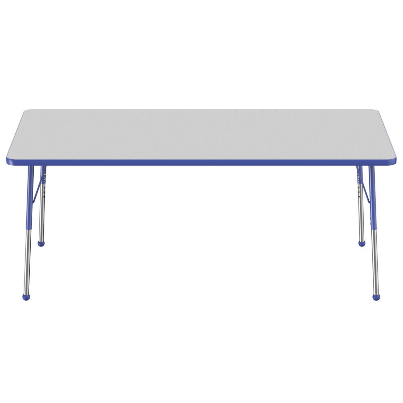 Table d'activité rectangulaire à hauteur réglable en forme de T, 36 po x 72 po, Gris/Bleu/Noir, Roulement à bille standard