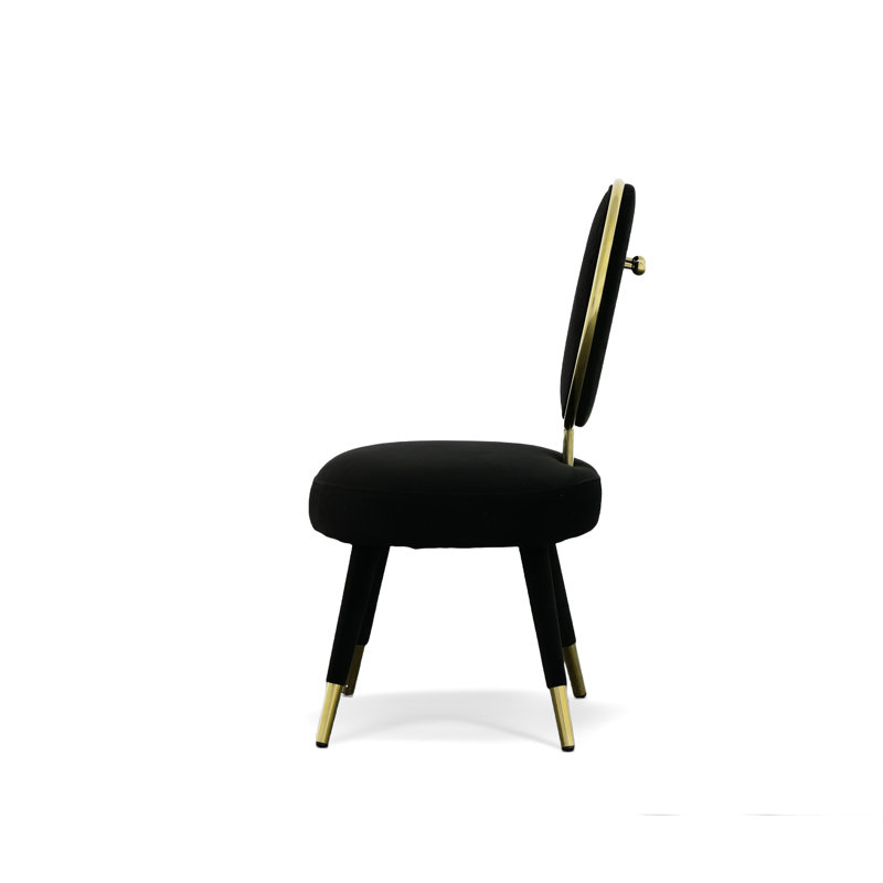 Chaise d'appoint rembourrée Marmande, Velours noir