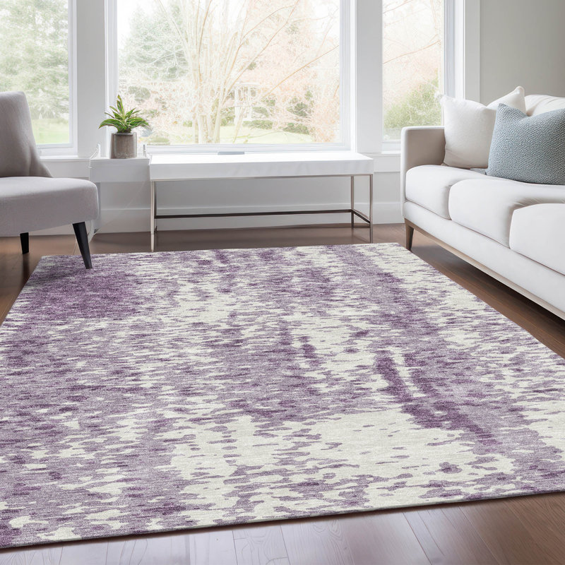 Premium Machine Washable Prisco Lavender Rug, Rectangle 10' x 14'