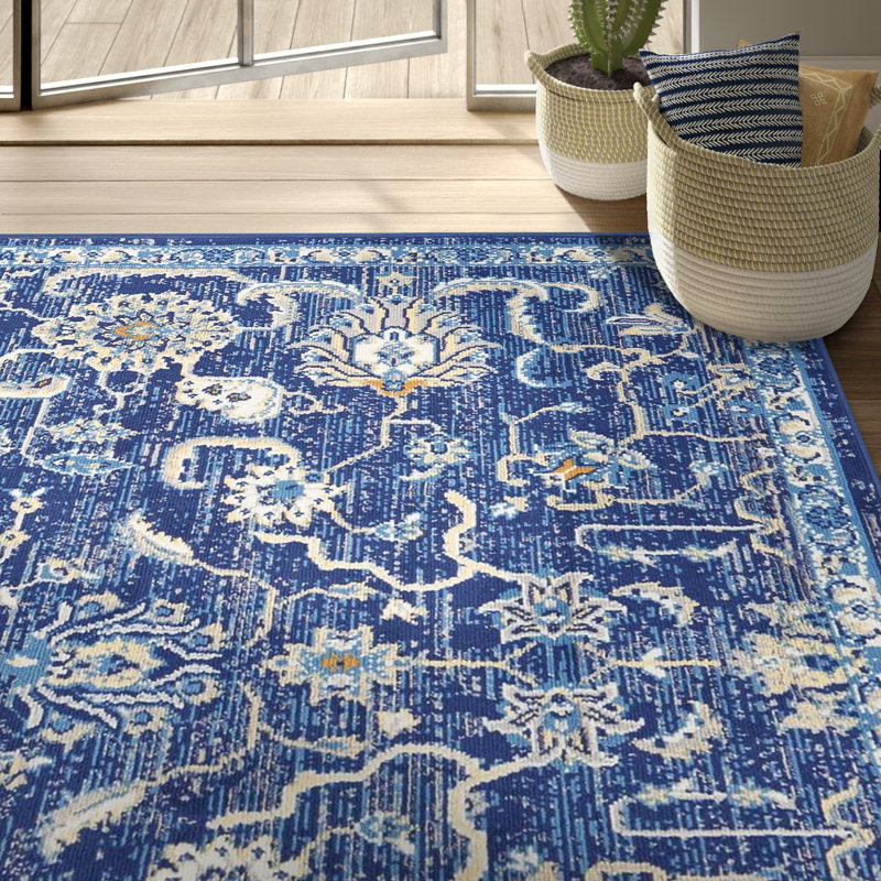 Tapis oriental bleu marine Chattahoochee, Rectangle 5 pi 3 po x 7 pi 3 po