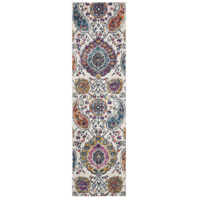 Felty Paisley Area Rug, Runner 2'3" x 6', Cream/Multi