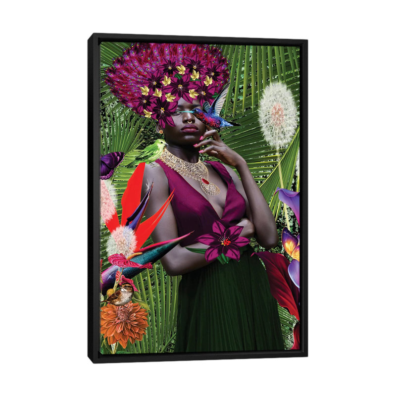 Jamacian Garden by Yvonne Coleman Burney - Graphic Art, Black Framed, No Matte, 26" H x 18" W x 1.5" D