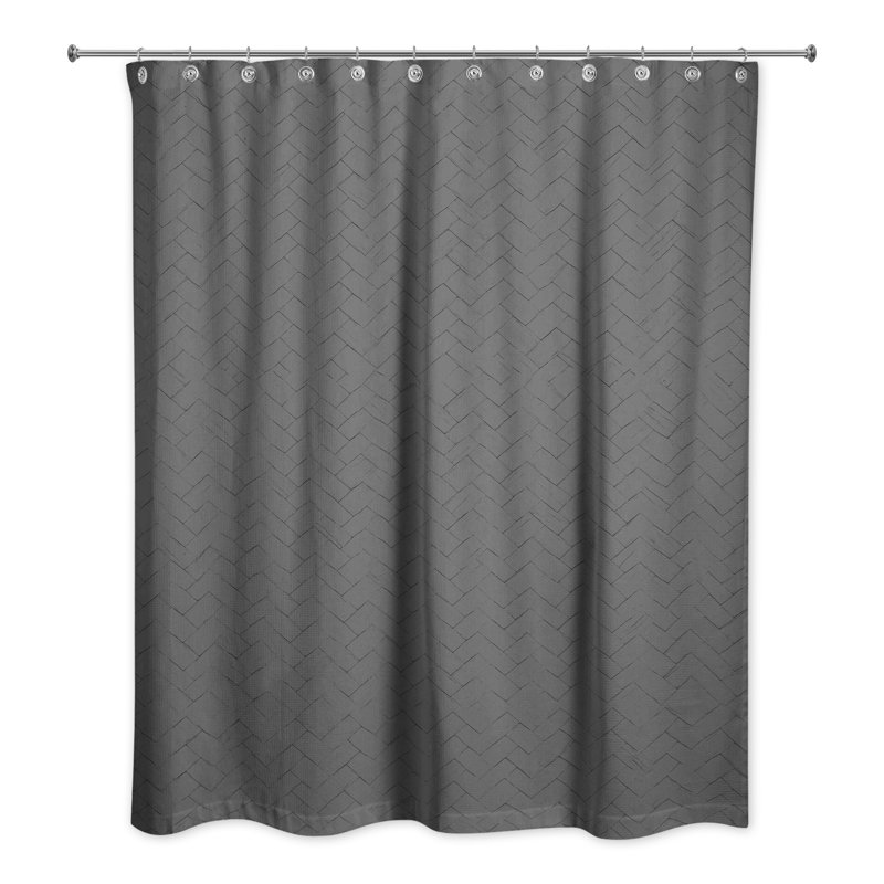 Perine Geometric Shower Curtain, Dark Gray
