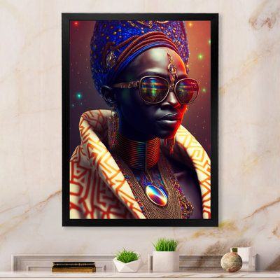 Femme afro-américaine, lunettes de soleil amusantes, vêtements traditionnels IV sur toile
