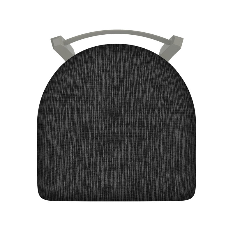 Tabouret de coiffeuse en métal Catalina, Noir froissé, Tissu graphique charbon