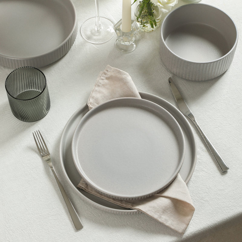 Stone Lain Haven 4-Piece Salad Plate Set Stoneware, Gray