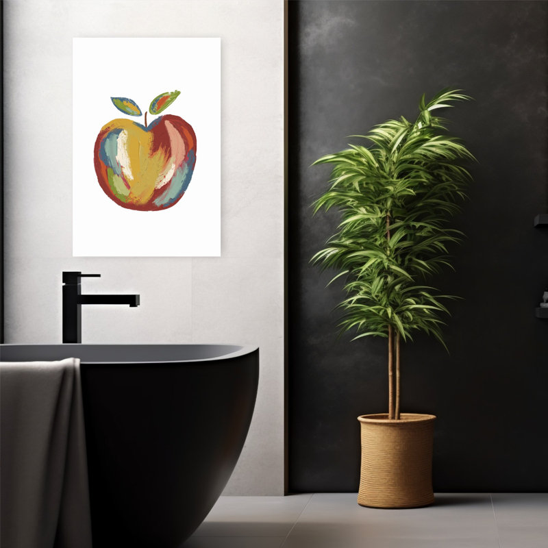 Fruit - Pomme abstraite, art mural coloré contemporain, 24" H x 16" W