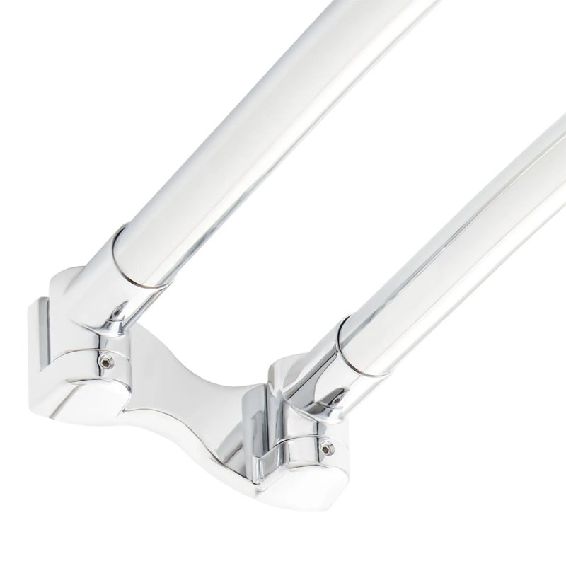 60" Brass Curved Double Bar Shower Curtain Rod, Chrome