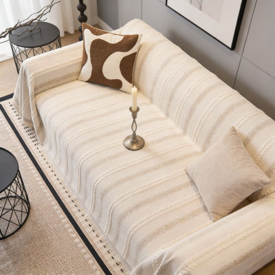 Housse de canapé antidérapante pour chiens et animaux de compagnie, housse de mobilier en chenille lavable avec rayures antidérapantes, housse de canapé réversible pour canapé modulaire et canapé