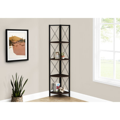 Bibliothèque à 4 niveaux pour bureau et chambre à coucher - Brun stratifié noir avec cadre