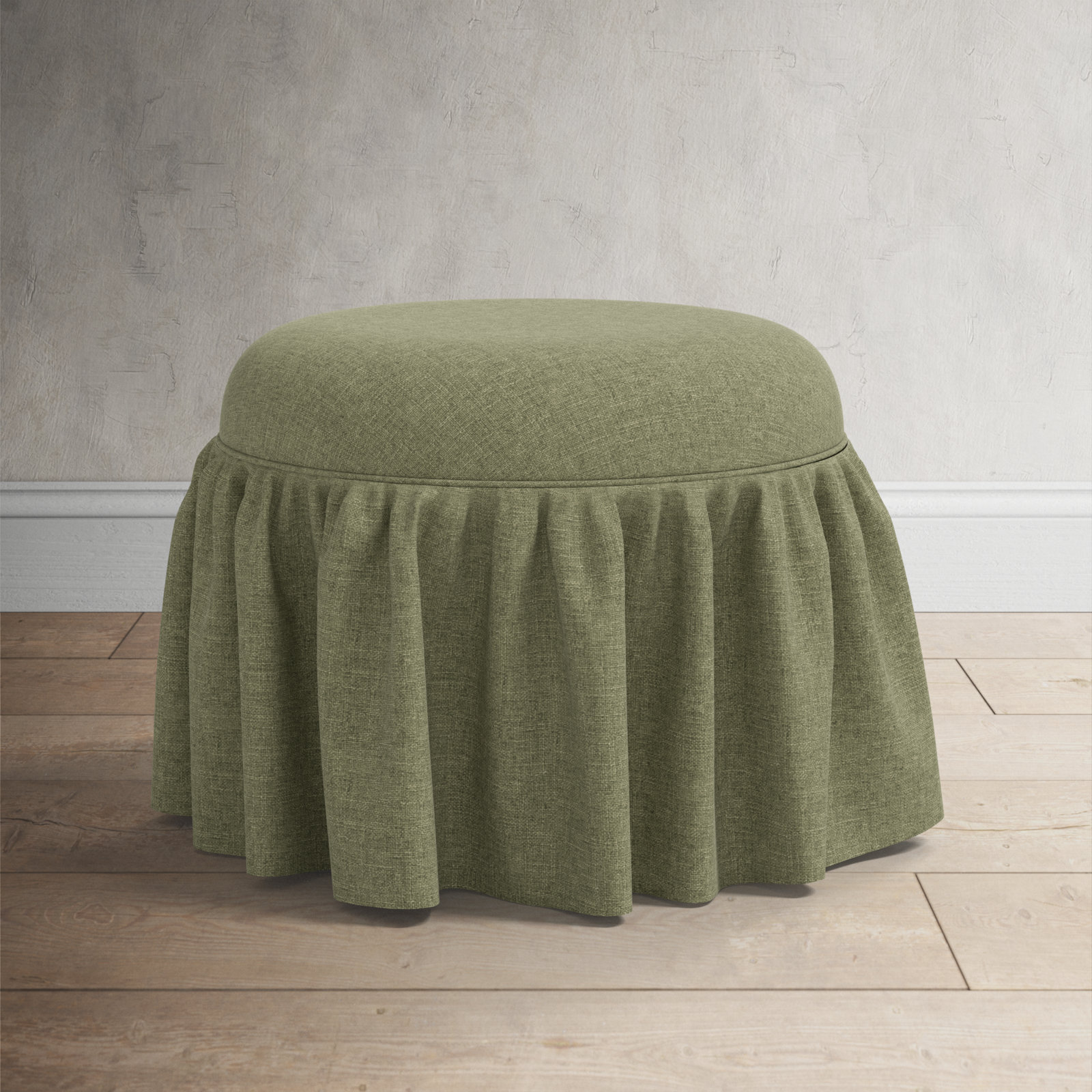 Jebb Upholstered Ottoman, Zuma Laurel Textured Linen