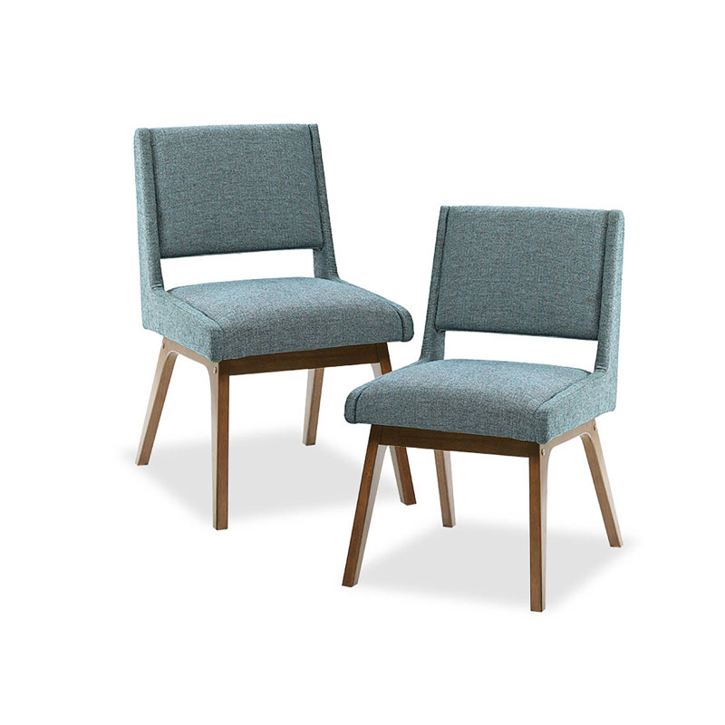 Chaise d'appoint rembourrée en bois massif Celsi, Bleu