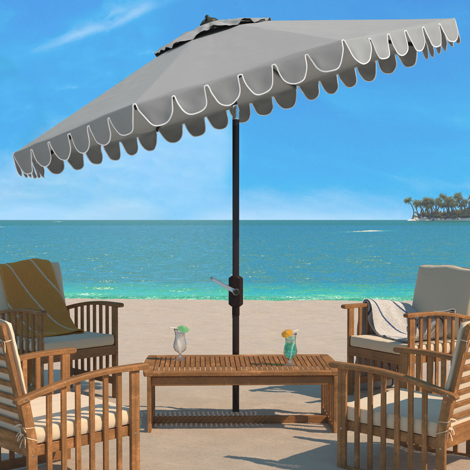 Teo 10.8' Umbrella, Gray/White