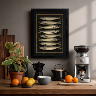 Eight Silver Fish Japandi - Framed Print