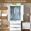 Armoire penderie en rotin avec 3 tiroirs et 2 portes, armoire de chambre haute et armoire moderne en bois-1623810630