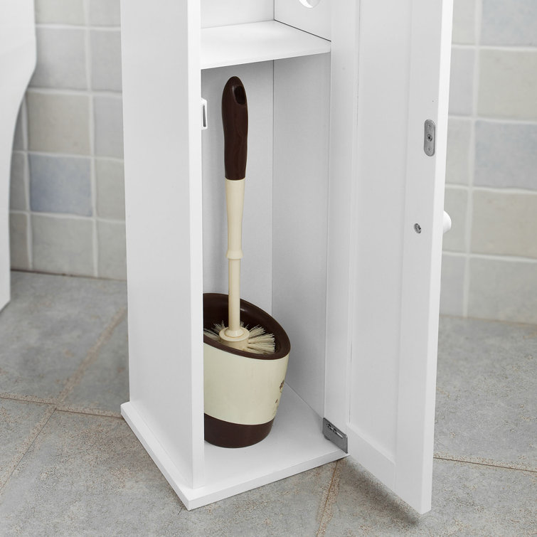 White, Grey Wood Free Standing Toilet Paper Roll Holder Bathroom