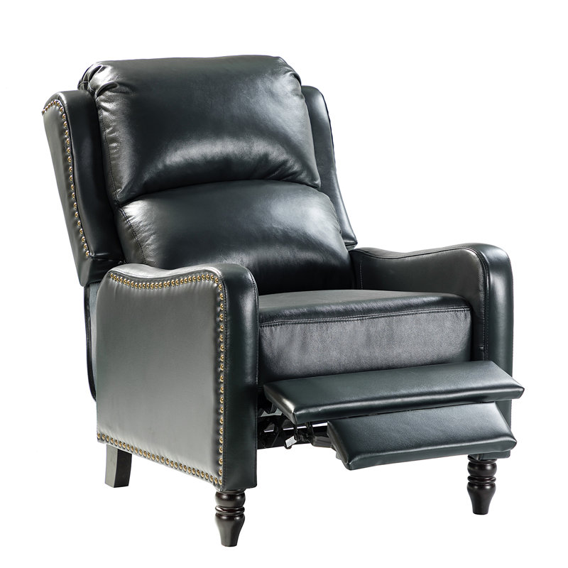 Fauteuil inclinable manuel en cuir véritable 29,5 po Ameer, Cuir véritable noir