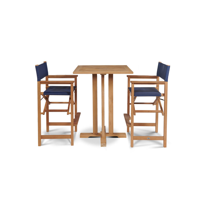 Captain 3 Piece Sunbrella Bar Height Dining Set, Blue