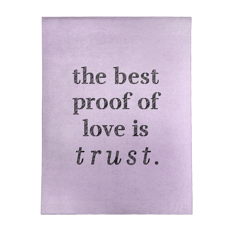 Tapis en chenille de polyester avec citation Love & Trust Quotes, Rectangle 5 pi x 7 pi