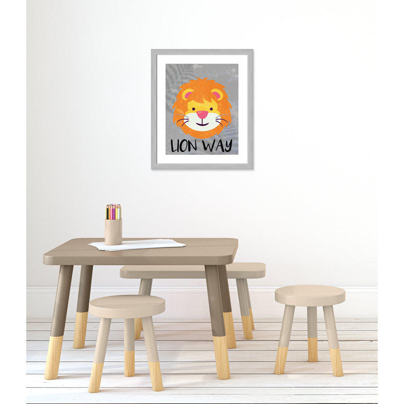Impression sur papier Lion Way, Encadré plat argent, H 24,5 po x l 20,5 po x P 0,6 po