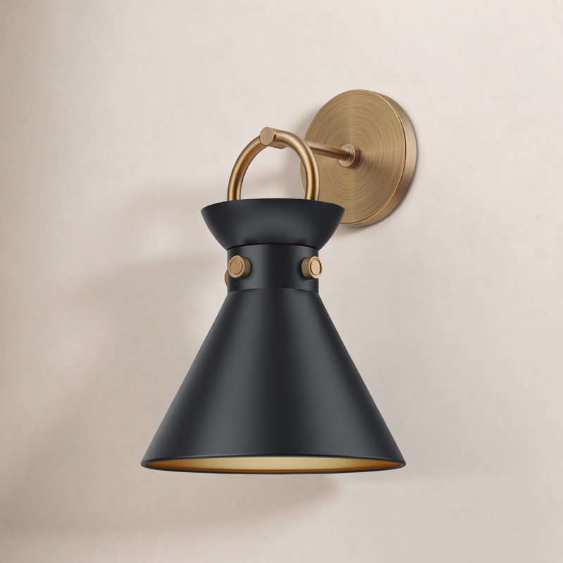 Tiney Armed Sconce, Aged Gold, Matte Black