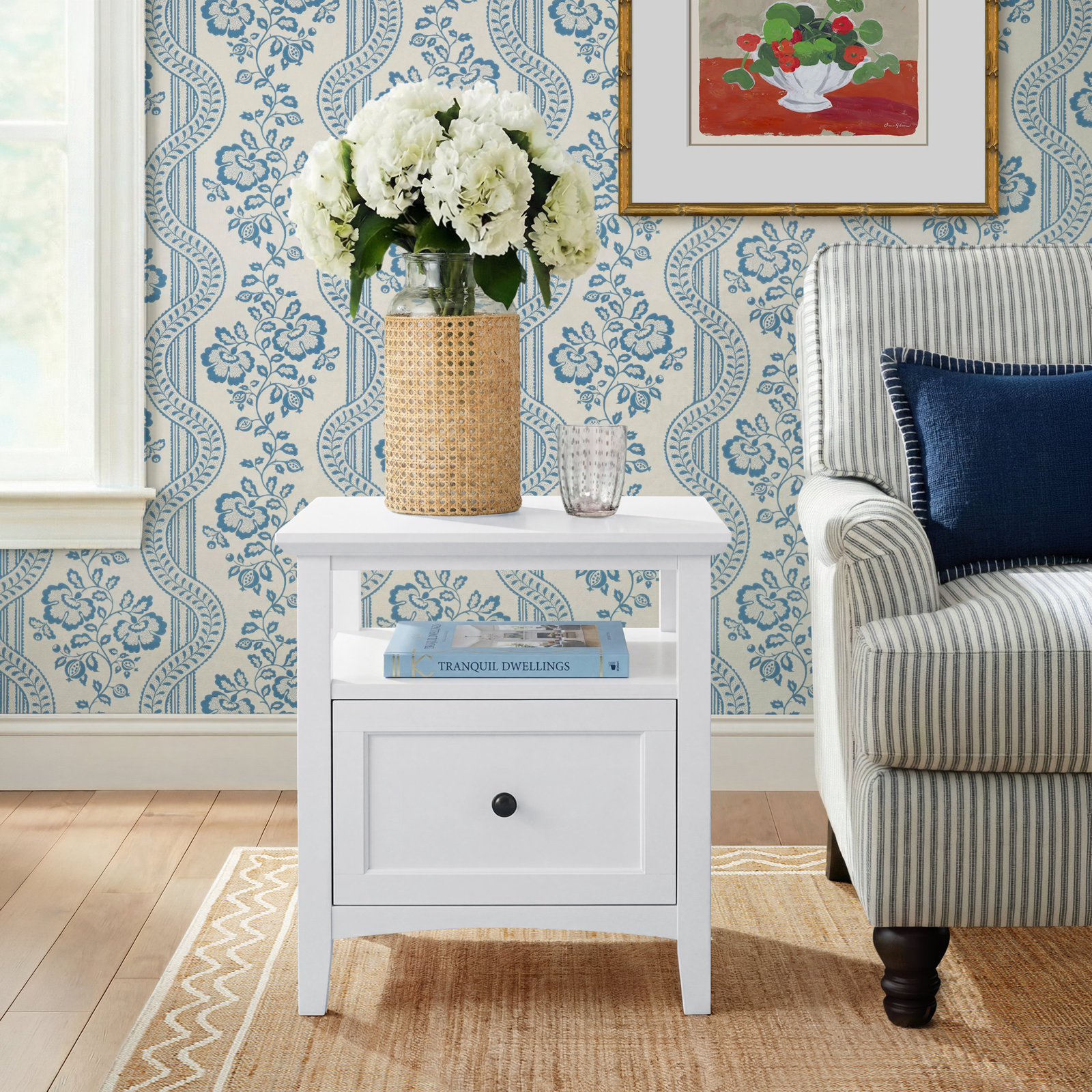 Renee Square End Table, White